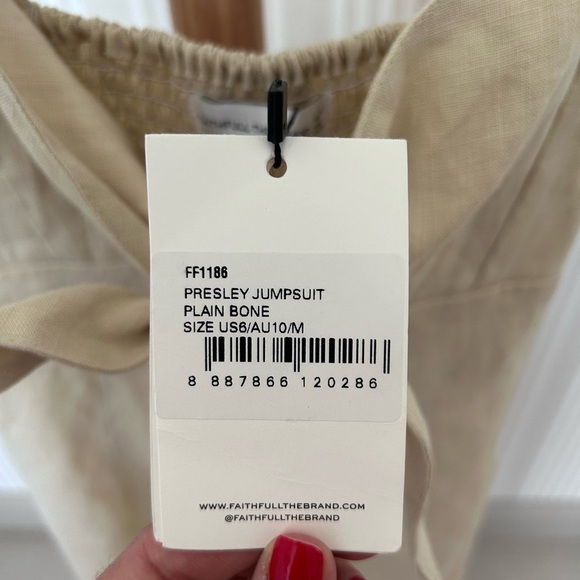 NWT Faithfull the Brand Presley Jumpsuit 100% Linen Women’s Size US 6 - Picture 13 of 14